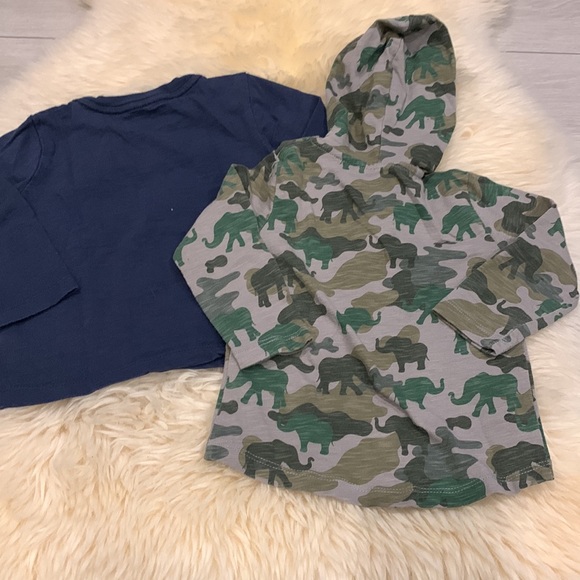 Little Me Long Sleeve T-Shirts in Army Elephant & Navy Airplane Design size 24M - Picture 8 of 8